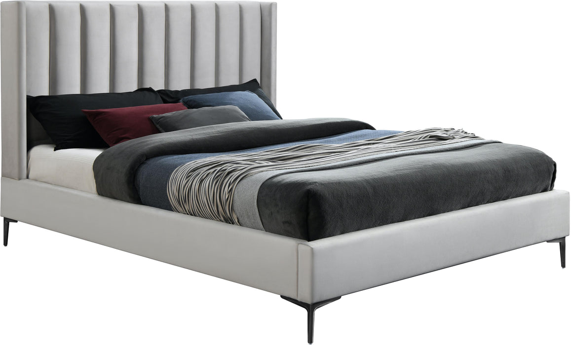 Nadia Cream Velvet Queen Bed