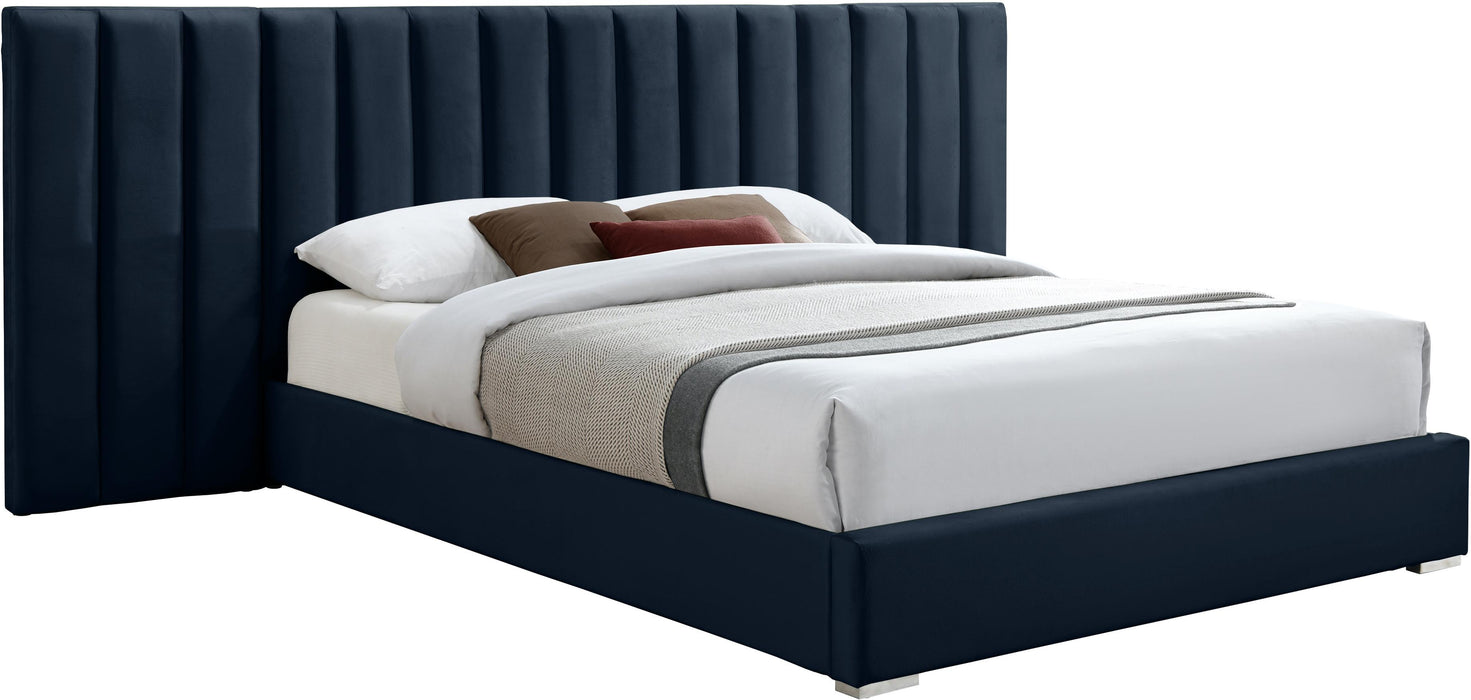 Pablo Navy Velvet Queen Bed