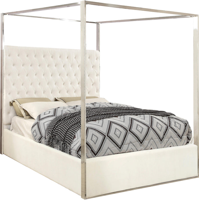 Porter White Velvet Queen Bed