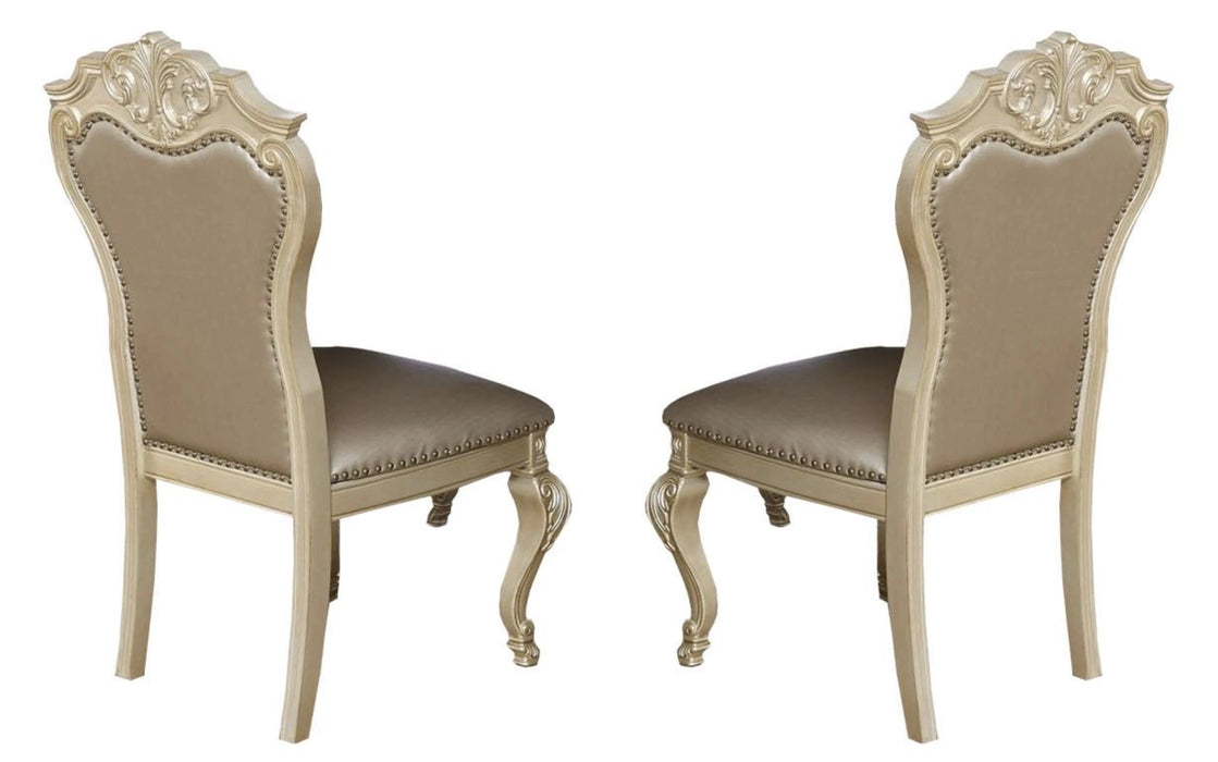 Miranda Transitional Style Dining Side Chair in Gold finish Wood
