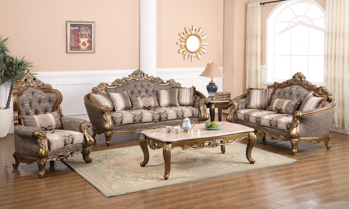 Amelia Traditional Style Coffee Table in Bronze finish Wood