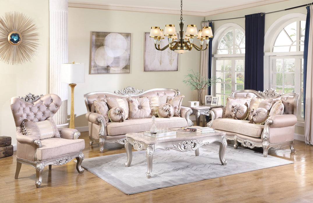 Daisy Traditional Style End Table in Pearl finish Wood