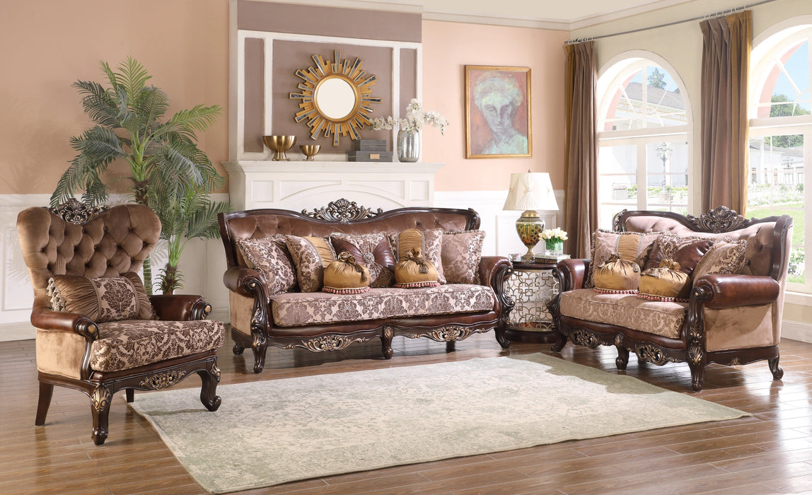Phoenix Transitional Style Loveseat in Cherry finish Wood