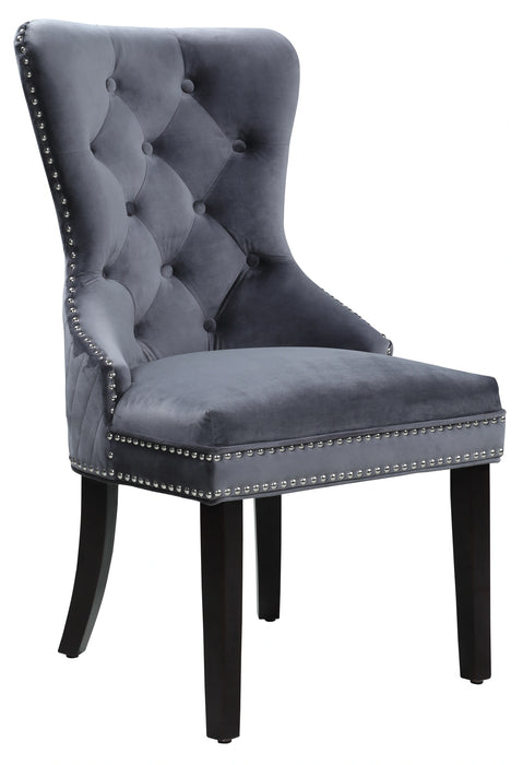 Bronx Transitional Style Silver Dining Chair in Walnut Wood