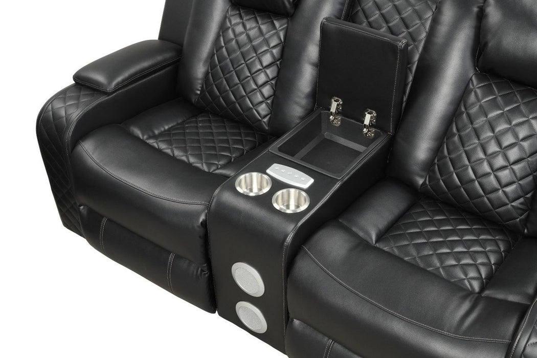 Galaxy Home Benz LED & Power Reclining Loveseat in Black