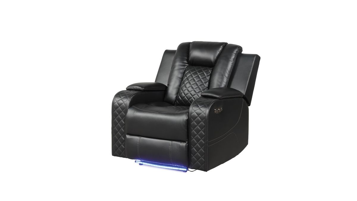 Galaxy Home Benz LED & Power Recliner Chair in Black
