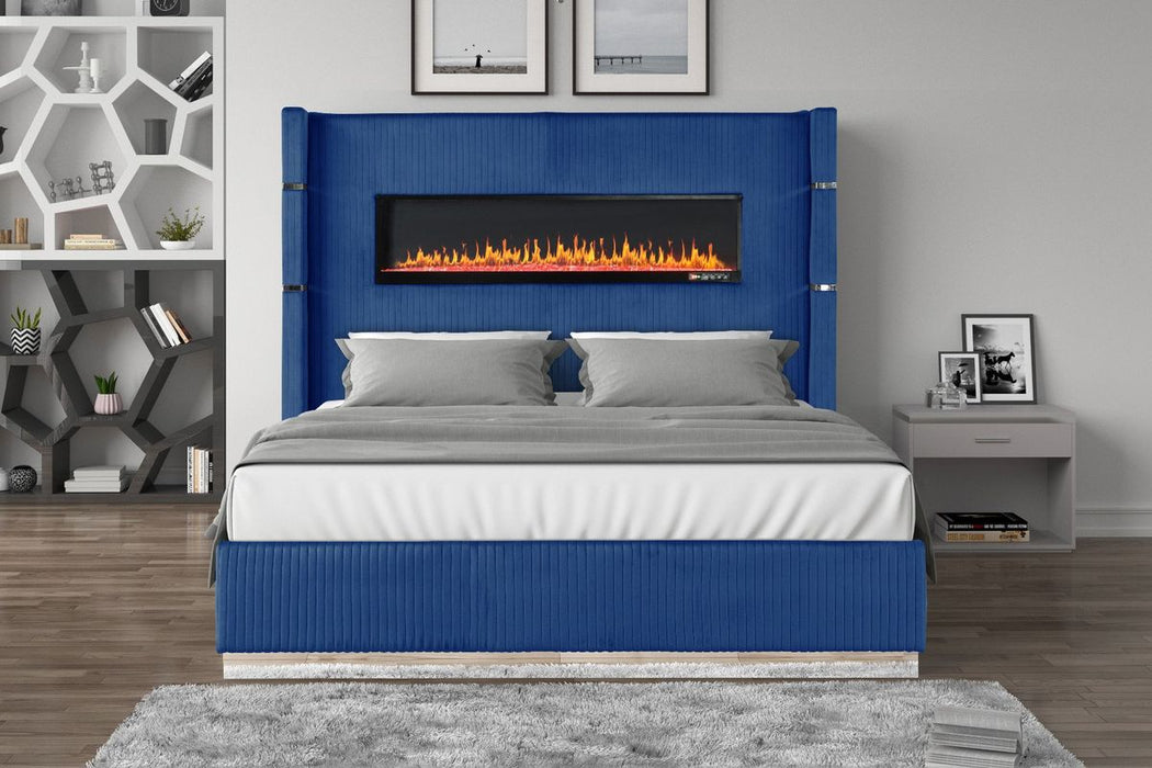 Galaxy Home Lizelle Queen Bed in with Ambient Lighting in Blue
