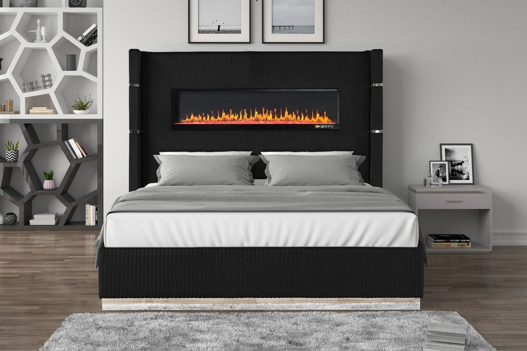 Galaxy Home Lizelle Queen Bed in with Ambient Lighting in Black