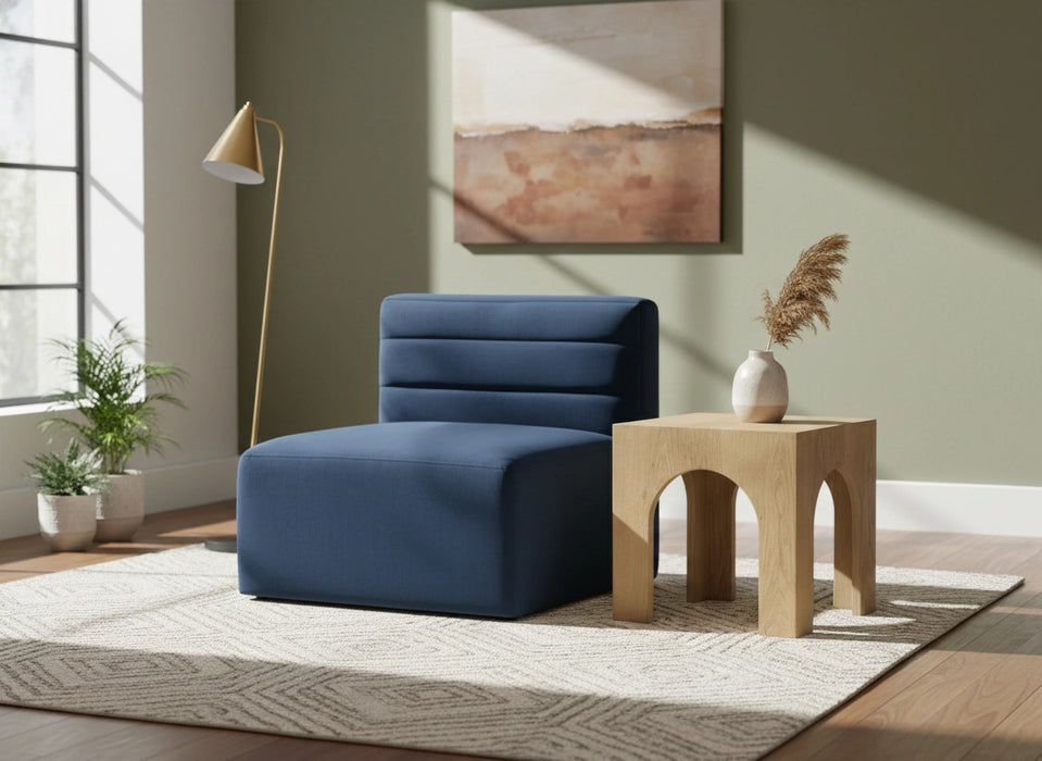 Quincy Navy Velvet Modular Armless Chair