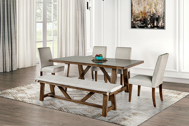 Losone Dining Table Set with Bench Rustic