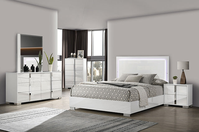 Sinistra E.King & Queen Bed White, Black & Beige