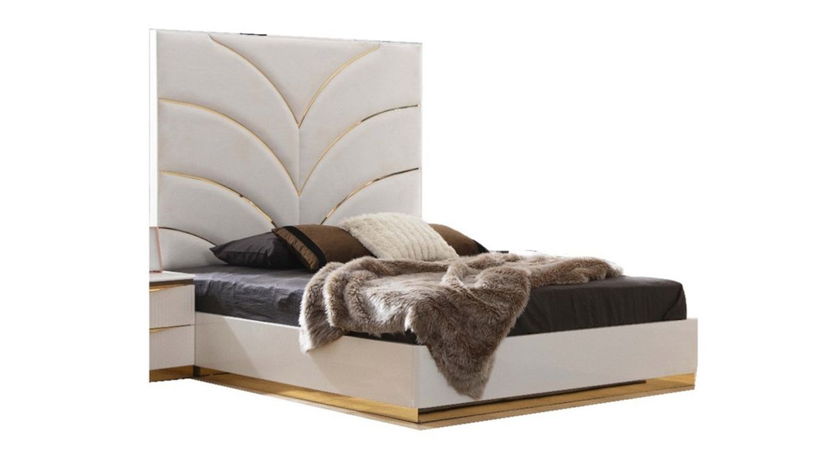 Galaxy Home Laura Gold King Bed in White