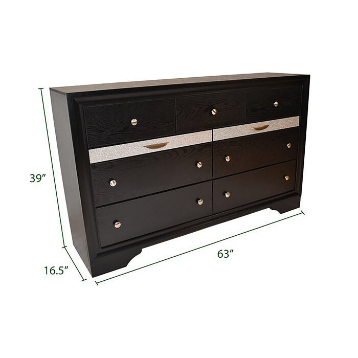Galaxy Home Matrix 7 Drawer Dresser in Black