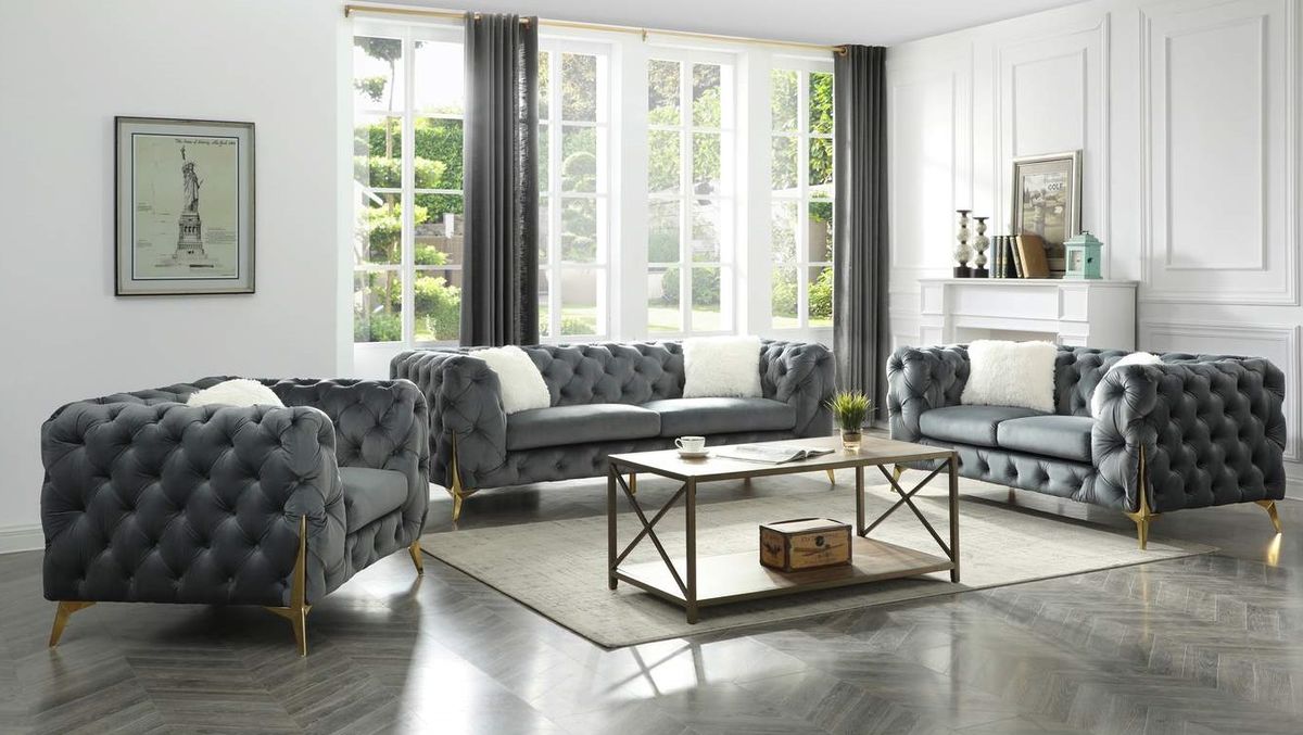 Galaxy Home Moderno Loveseat in Gray