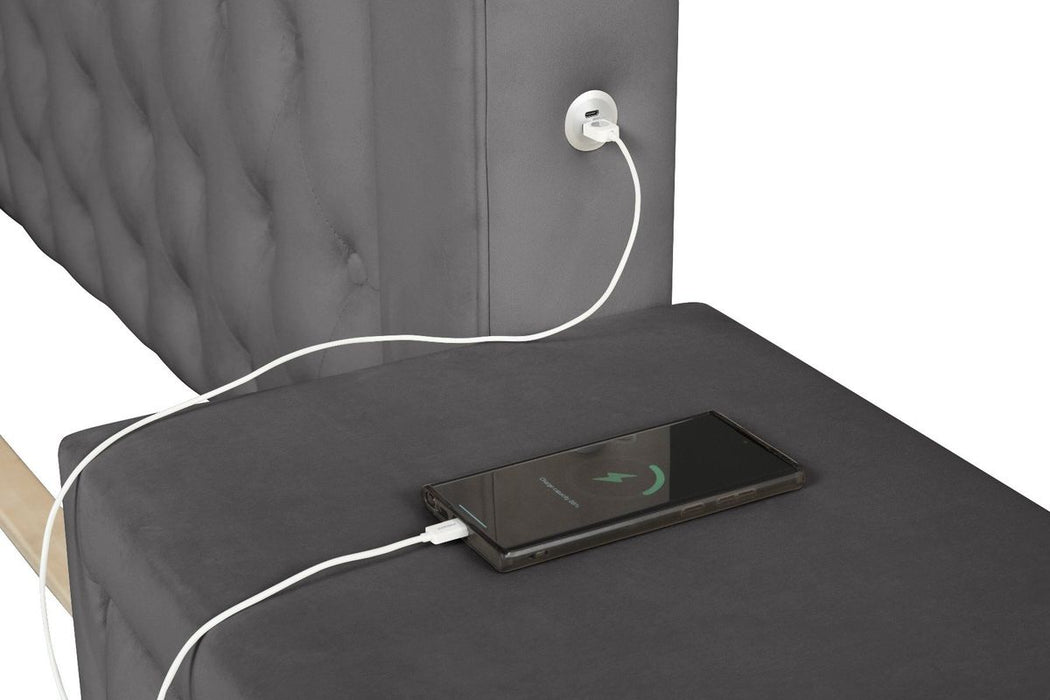 Galaxy Home Monica King Bed in Gray