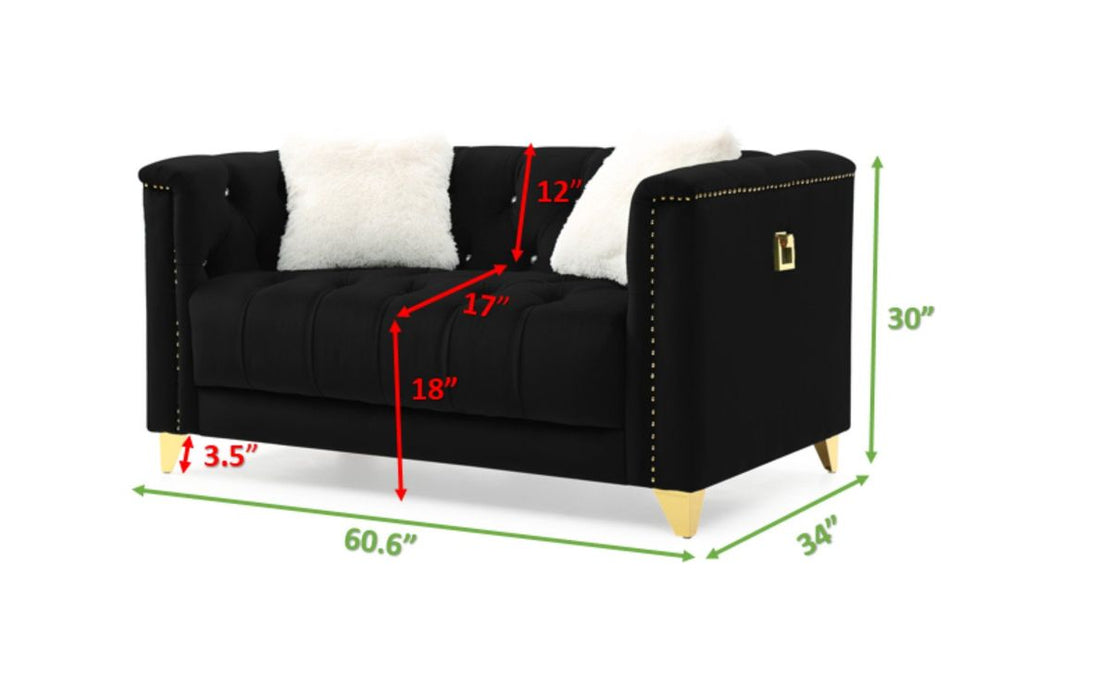 Galaxy Home Russell Loveseat in Black