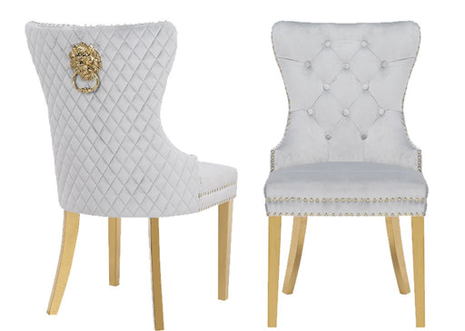 Galaxy Home Simba Gold Legs Dining Chair (Set of 2) in Silver image