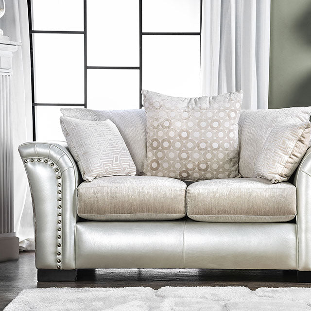 Benigno Love Seat Silver & Gray