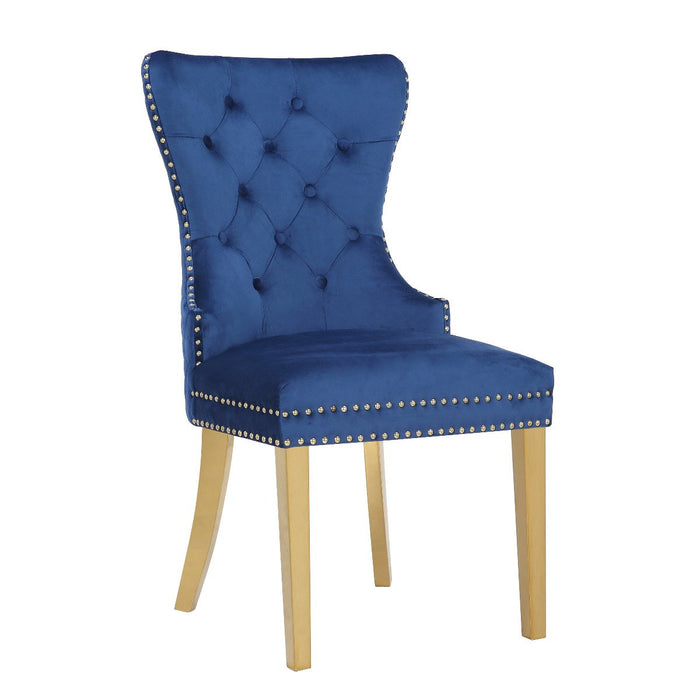 Galaxy Home Simba Gold Legs Dining Chair (Set of 2) in Blue