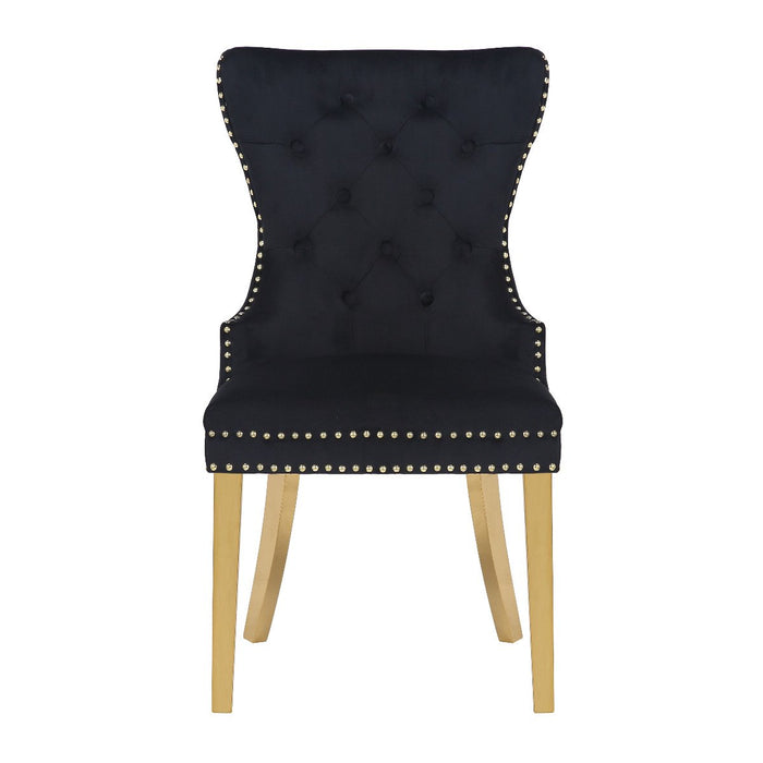Galaxy Home Simba Gold Legs Dining Chair (Set of 2) in Black