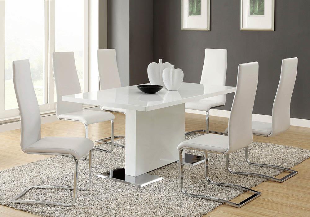 G102310 Contemporary White and Chrome Dining Chair image