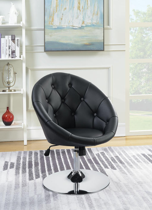 G102580 Contemporary Black Faux Leather Swivel Accent Chair image