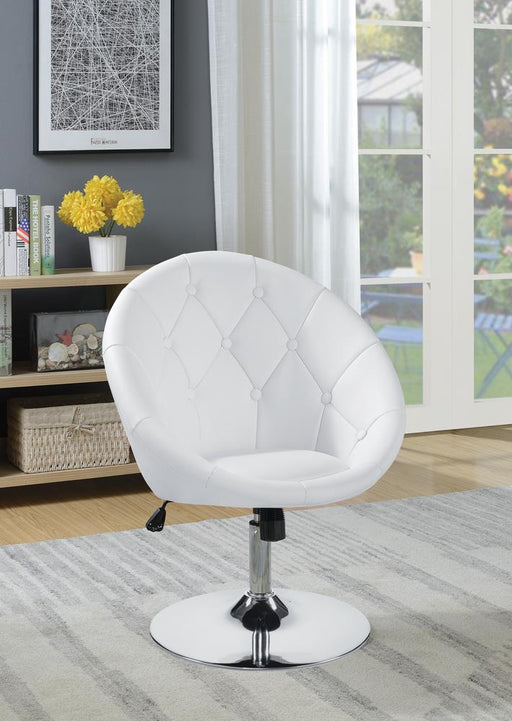 G102583 Contemporary White Faux Leather Swivel Accent Chair image