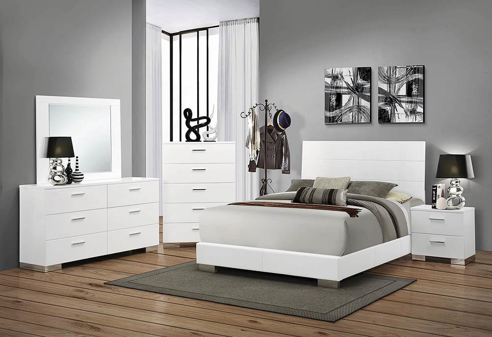Felicity Contemporary Glossy White Queen Bed image