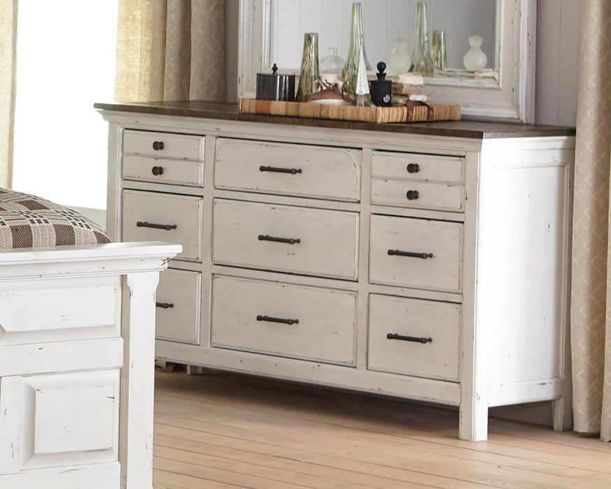 Traditional Rustic Latte and Vintage White Dresser Traditional Rustic Latte and Vintage White Dresser