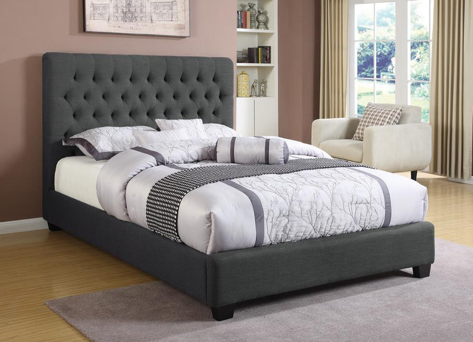 Chloe Transitional Charcoal Upholstered Full Bed image