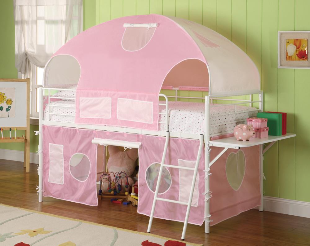 White and Pink Tent Bunk Bed, Coaster