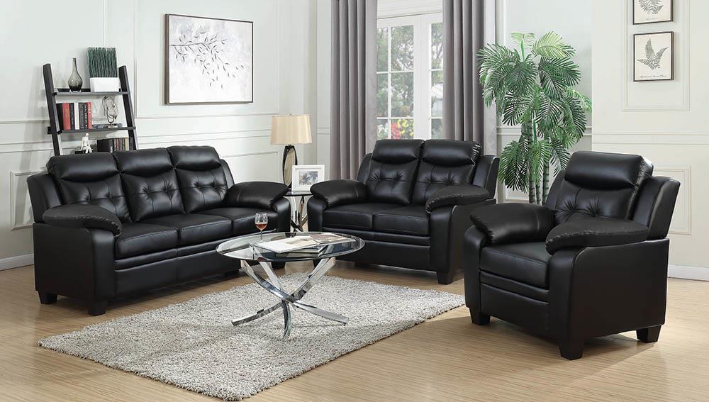 Finley Casual Black Padded Sofa image