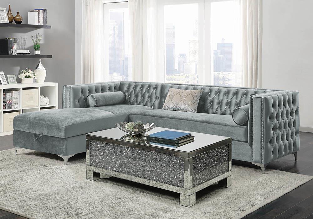 Bellaire Contemporary Silver and Chrome Sectional image