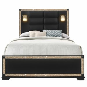 BLAKE BLACK QUEEN BED WITH LAMPS