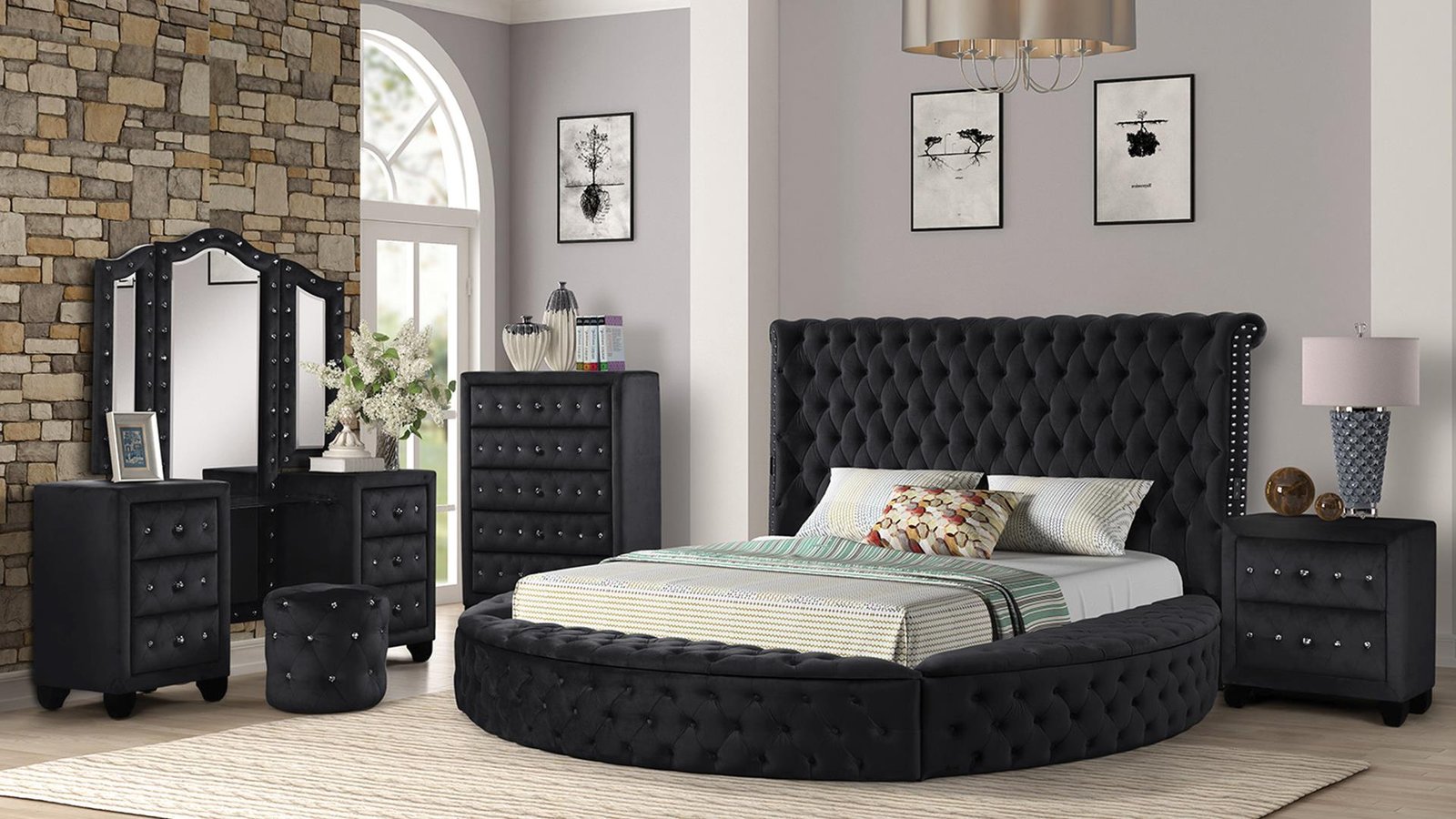 HAZEL_BLACK_VANITY_MAIN_IMAGE_93_1500_975.jpg HAZEL QUEEN 4 PC VANITY BEDROOM SET IN BLACK - Image 3