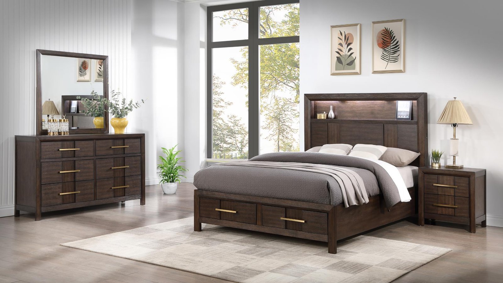 KENZO KING 5 PC BEDROOM SET IN WALNUT - Image 4