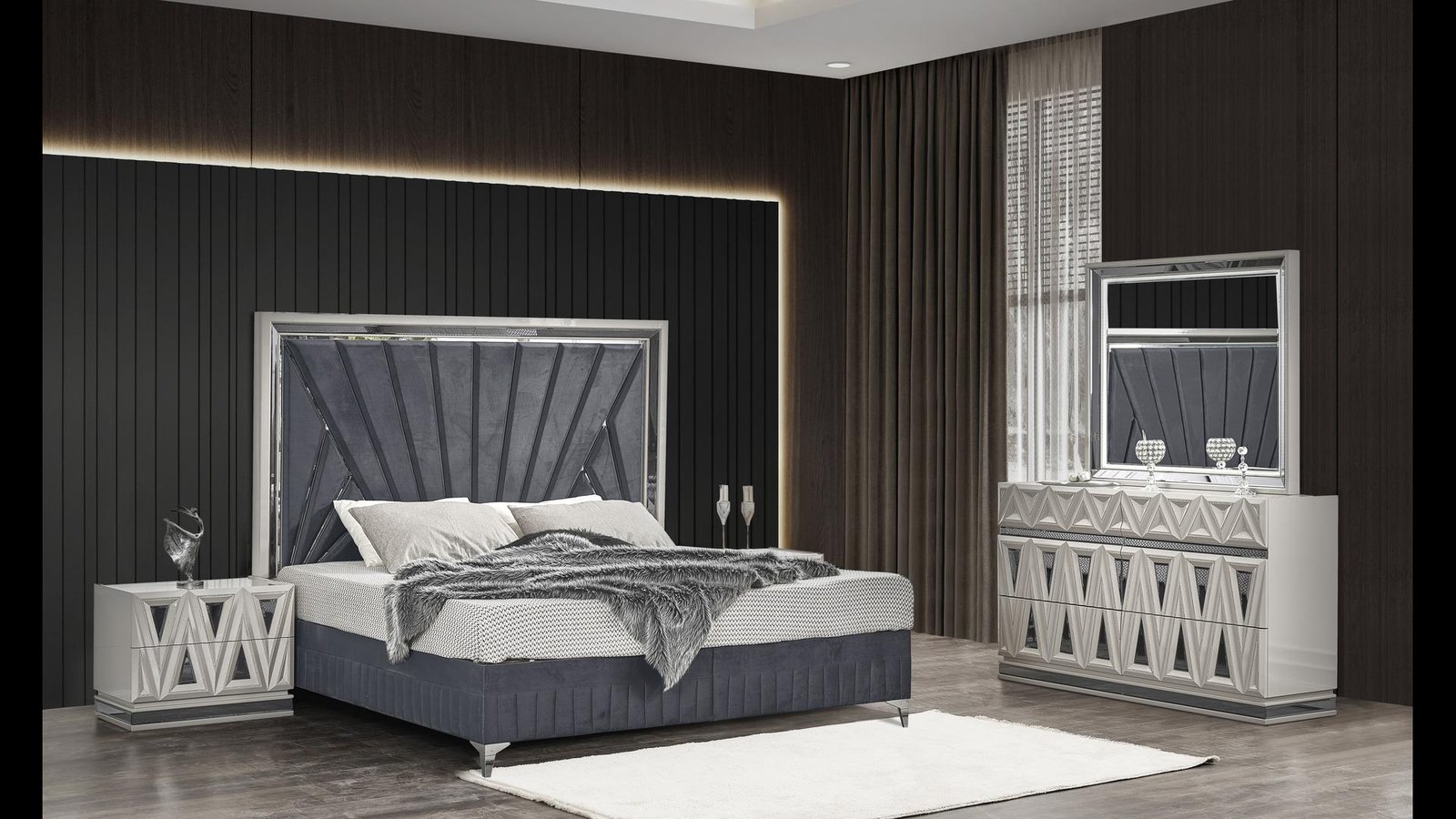 LAVITA KING 4 PC BEDROOM SET IN GRAY - Image 4