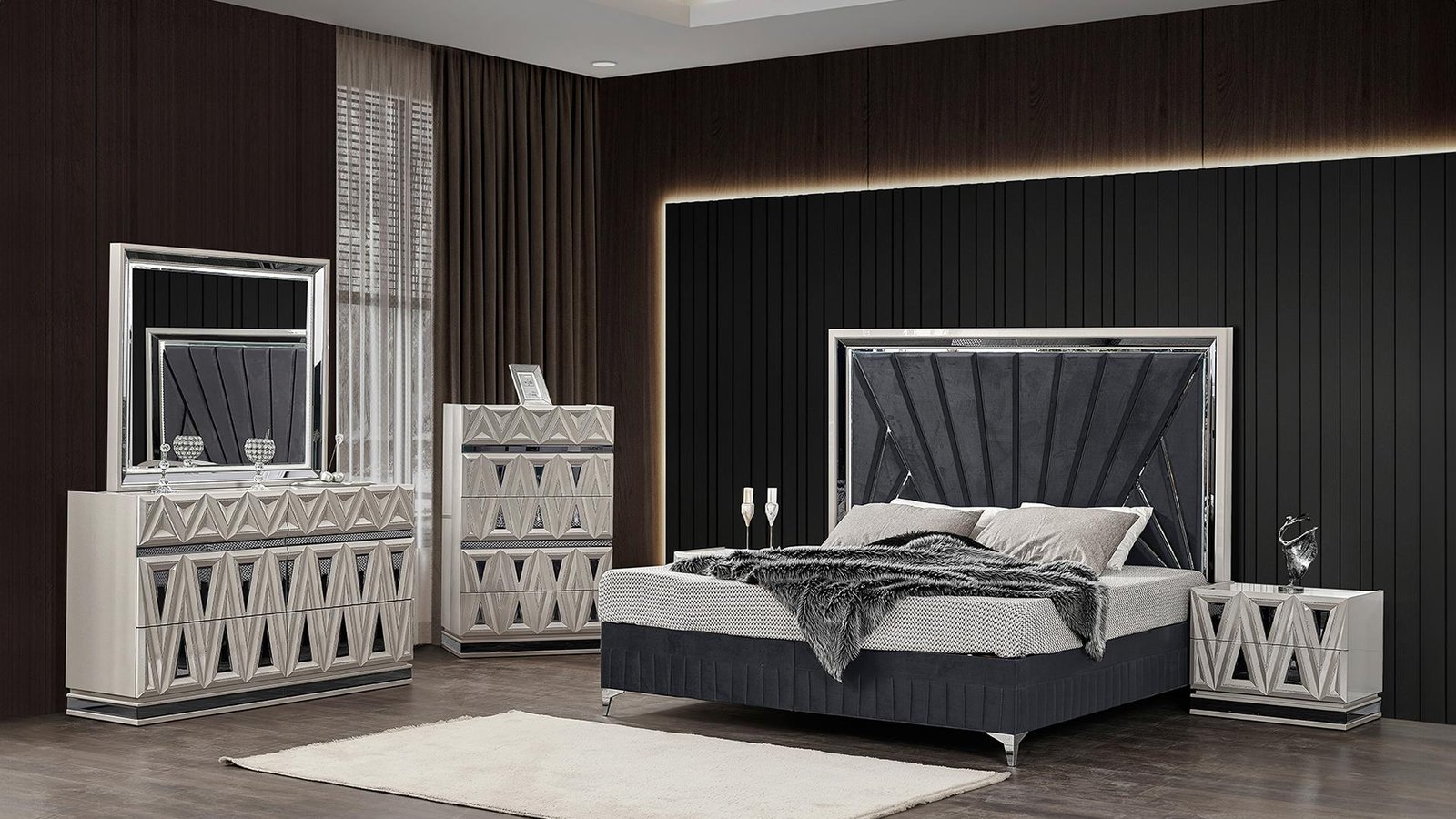 LAVITA KING 4 PC BEDROOM SET IN GRAY - Image 2